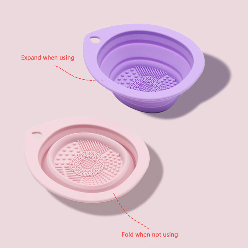Silicone Makeup Brush Cleaner Folding Powder Puff Cleaning Bowl Eyeshadow Brushes Washing Soft Mat Beauty Tools Scrubber Box Pi-Mart