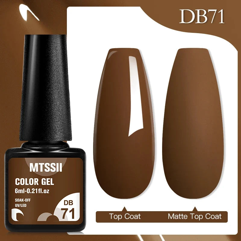 Mtssii 6ML Chocolate Color Gel Nail Polish Brown Semi Permanent UV Gel Autumn Winter Popular Soak Off Nail Art Gel Varnishes Tri Light Beauty