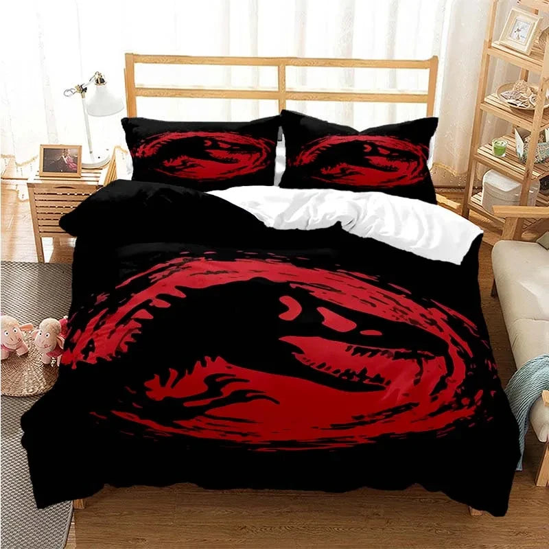 Jurassic Park Bedding Set Cartoon Kids Duvet Cover Set Pillowcase Queen King Double Bed Home Dropshipping King Size Bedding Set Pi-Mart
