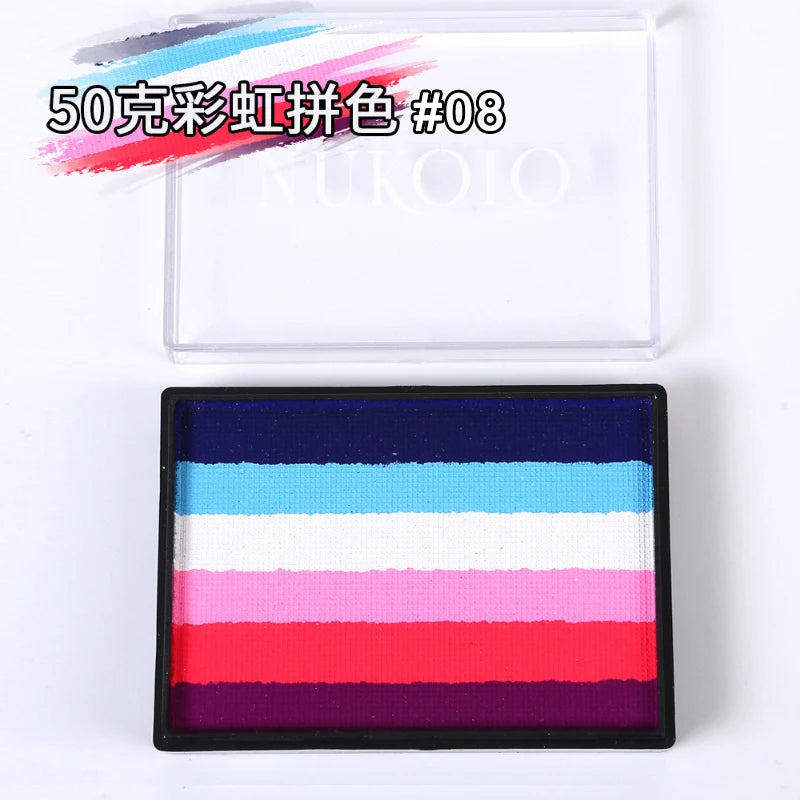 50g Facial and Body Paint Palette,Non-Toxic Rainbow Water-Soluble Body Paint for Rainbow Festival,Cosplay,Party,Art,Stage Makeup Pi-Mart