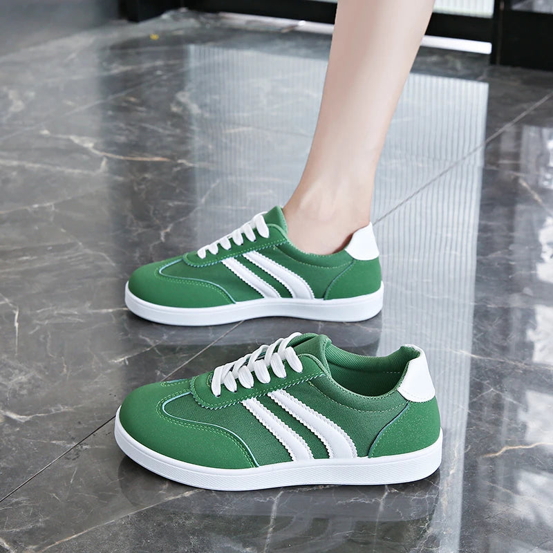 Women Tennis Sneakers Flats Ladies Fashion Mixed Colors Lace-up Vulcanized Shoes Spring Autumn Woman Outdoor Trainers Footwear Pi-Mart