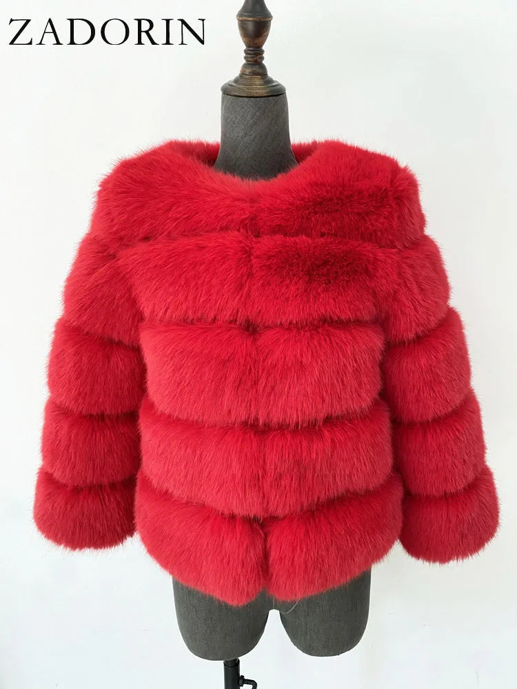 ZADORIN S-6XL Mink Coat Winter Black White Faux Fur Coat Woman Elegant Fluffy Faux Fur Jacket Top Short Fur Coats Woman Clothing LadyShow.Store