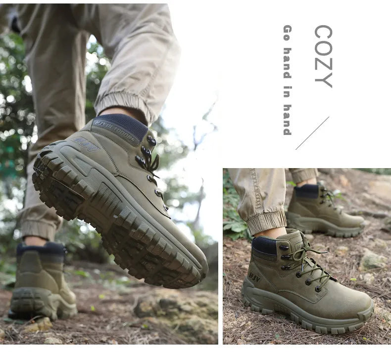 New Men's Boots Fashion Outdoor Boots Breathable Hiking Boots Autumn Shoes Sneakers Lightweight Non-slip Men Desert Ankle Boots Pi-Mart