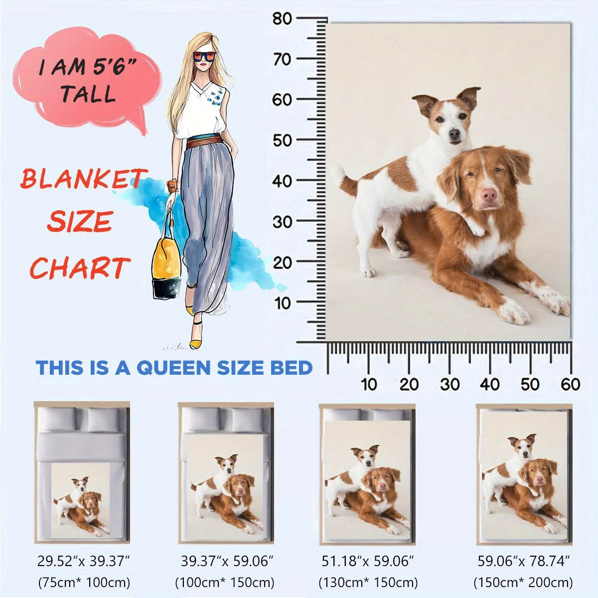 Customized Pet Blankets, Photo Blankets for Cats and Dogs, Personalized DIY Carpets, Custom-Made with Your Own Image, Comfortable Flannel Bed Blankets for All Seasons, Warm, Soft, Stylish, the Perfect Gift Souvenir for Animal Pi-Mart