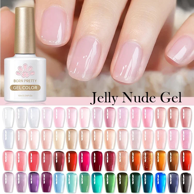 BORN PRETTY 83 Colors 10ml Jelly Nude Gel Nail Polish Autumn Amber Semi Transparent Manicure Soak off UV LED Nails Gel Varnish Tri Light Beauty