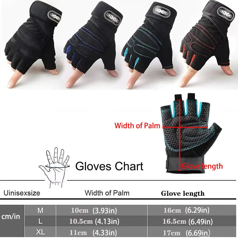 Gym Gloves for Men Women Fitness Weight Lifting Wristband Gloves Body Building Training Sports Exercise Cycling Glove Shockproof Pi-Mart
