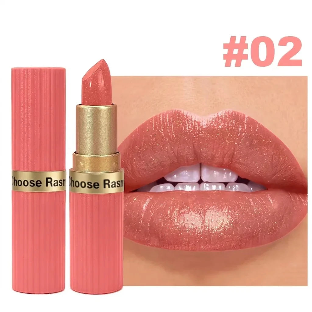 Pearlescent Pink Glitter Velvet Lipstick Metallic Waterproof Long Lasting Matte Shimmer Diamond Lipstick Women Makeup Cosmetic LadyShow.Store