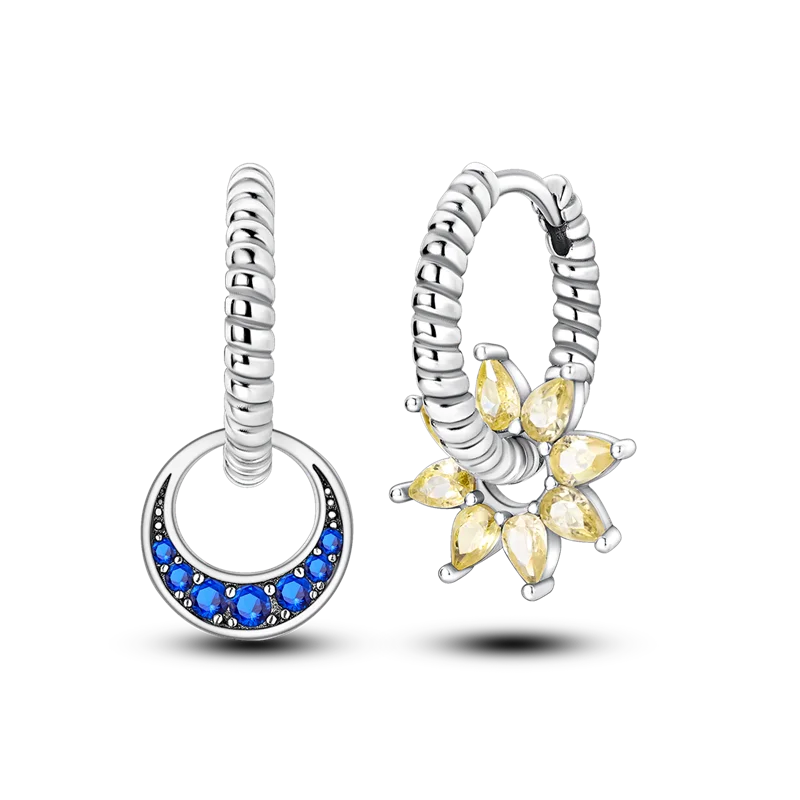 Genuine 925 Sterling Silver Love Feather Earrings Fit Original Charms Hoop For Women Girls Stud Earring Fine Jewelry Gifts Pi-Mart