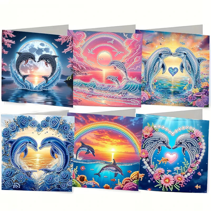 6-Piece/Set DIY Diamond Painting Kit Birthday Card Kit, Unique Flower Pattern Design, Rhinestone Diamond Painting Art Mosaic Pos Pi-Mart