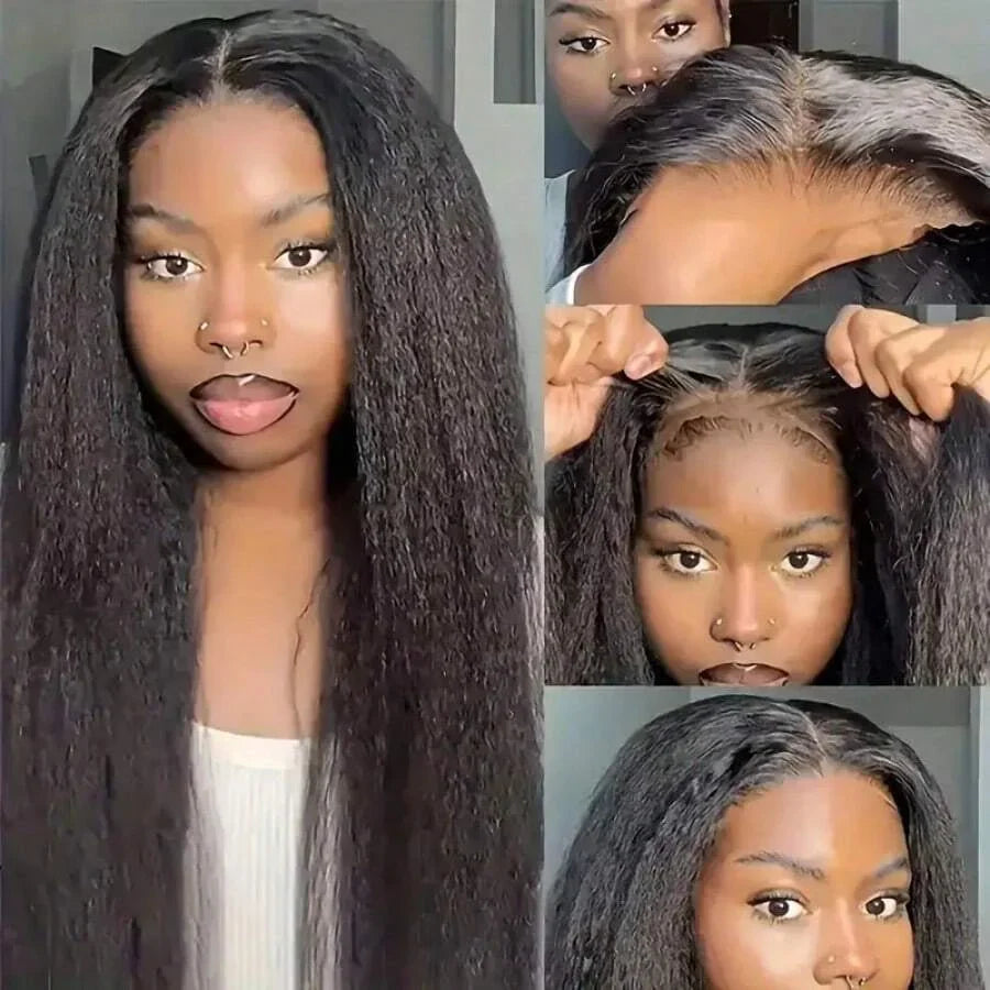 Kinky Straight Human Hair Wigs13x4 Glueless Wig 5x5 HD Lace Front Human Hair Wigs Yaki Straight Frontal Lace Wig for Black Women Ready to Go LadyShow.Store