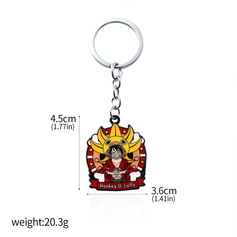 One Piece Luffy Straw Hat Keychain Rotatable Zoro Skull Metal Pendant Role-Playing Decorative Accessories Fan Jewelry Gift Pi-Mart