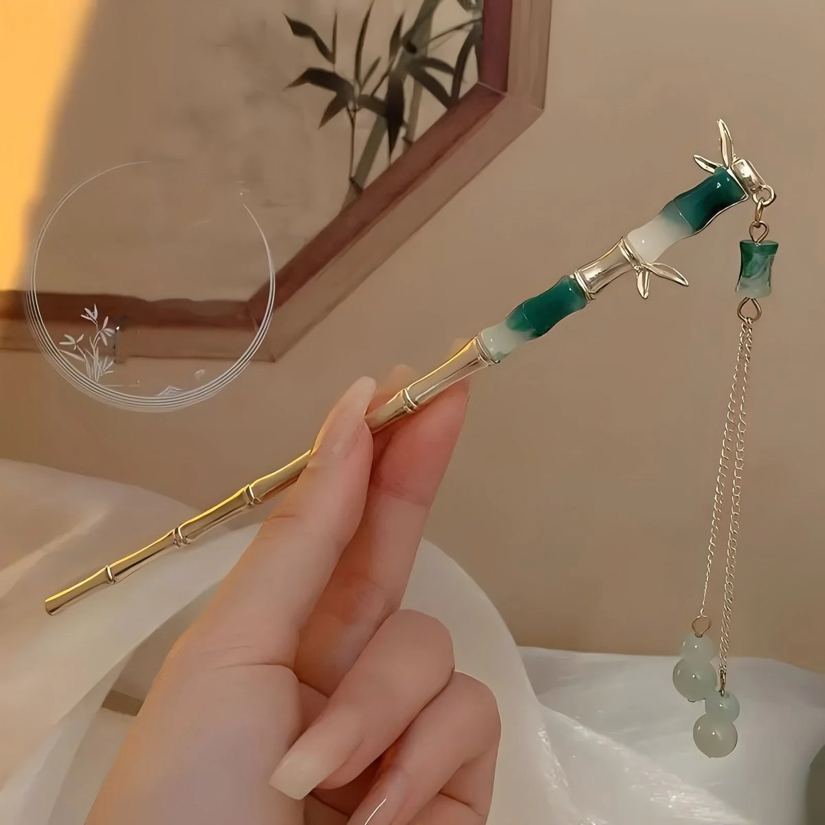 Elegant Chinese Style Hair Clip Tassel Hair Stick Traditional Floral Design Hairstyle Accessory Women Jewelry Hairpin Hairneedle Pi-Mart