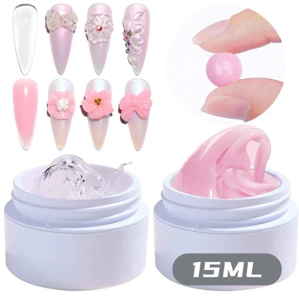 1 Jar White 3D Shaping Carving Non Stick Hand Extension Gel Nail Polish For Flower DIY Nail Art Extension Acrylic Nails Tools Tri Light Beauty