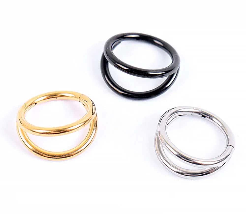 Double Septum Rings Nose Rings Hoops Cartilage Hoop Earring Piercing Nose Open Stacked Hoop Nose Rings 16G 18G 20G 6/8/10mm Pi-Mart