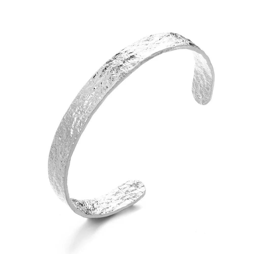 Exquisite Classic Bump Pattern Openning Bangles Bracelet For Women Cuff Bracelet Gold Color Stainless Steel Hand Ornament Gift Pi-Mart