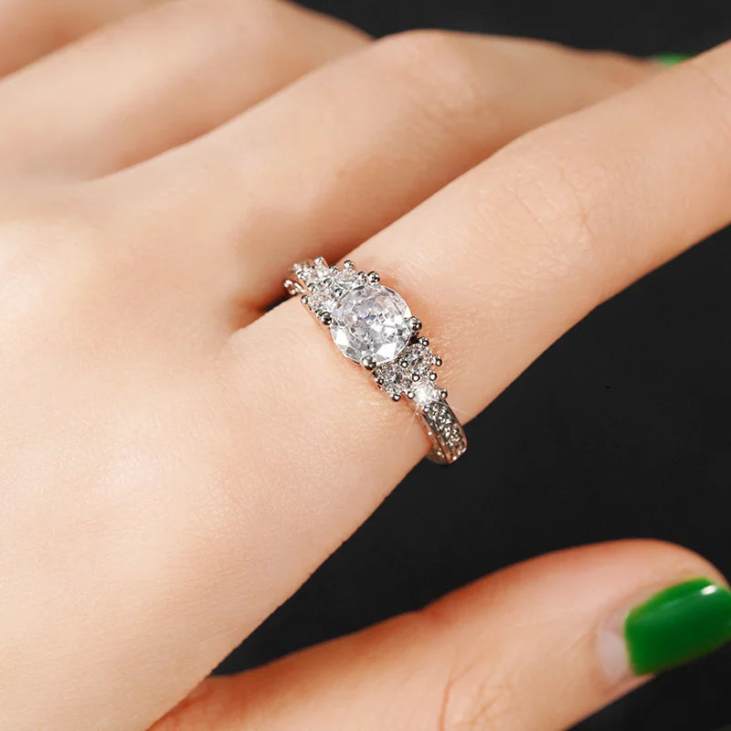 Huitan Trendy Women Wedding Rings with Brilliant Cubic Zirconia Crystal Temperament Female Accessories for Party Fashion Jewelry Pi-Mart