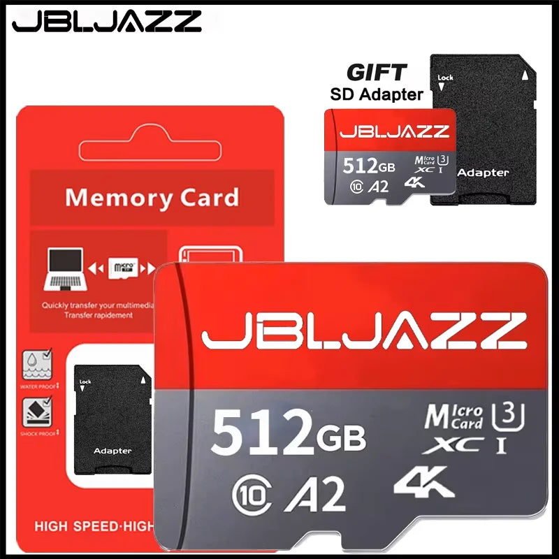 Class 10 Micro TF SD Card 256GB 512GB 64GB Memory Card High Speed Flash A2 Mini TF SD Card for Smartphone Camera Flash Storage Pi-Mart