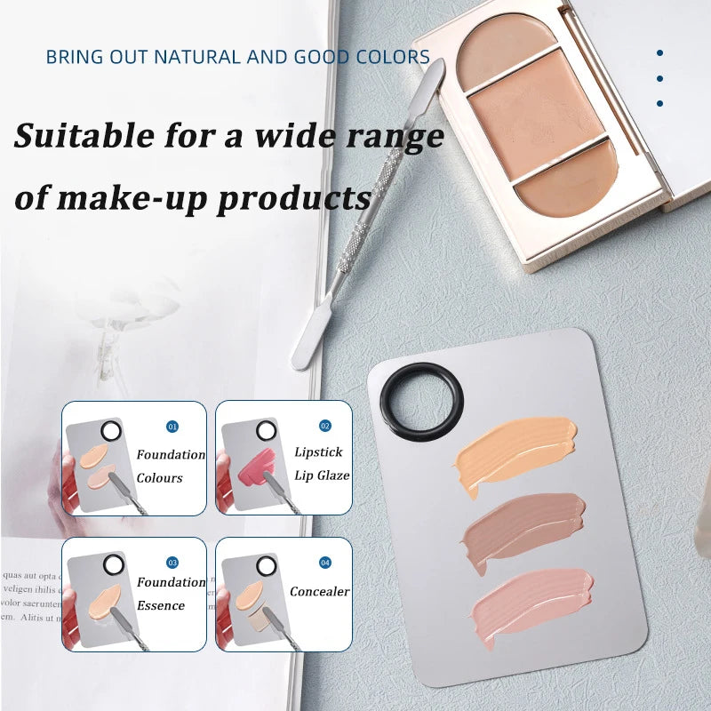Makeup Mixing Palette Foundation Lipstick Eye Shadow Stainless Steel Mixer Palette with Spatula Mixing Stick Beauty Tools Nail-A Pi-Mart