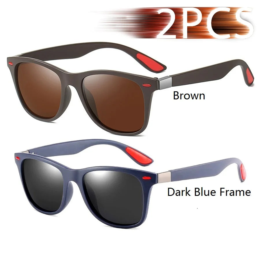 1-2-3PCS Fashion Vintage Square Unisex Driving Fishing Sunglasses Men Women Luxury Brand Designer Sun Glasses Anti-Glare Eyewear Pi-Mart