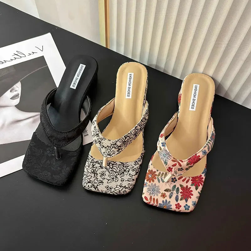 Summer Clip Toe Women Slippes New 2025 Fashion Elegant Wedges Heel Slides Shoes Ladies Casual Outdoor Beach Flip Flops Sandalias LadyShow.Store