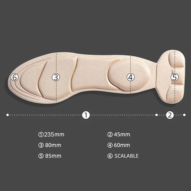 Memory Foam Insoles Women High-heel Shoes Insoles Anti-slip Cutable Insole Comfort Breathable Heel Protection Massage Shoe Pads LadyShow.Store