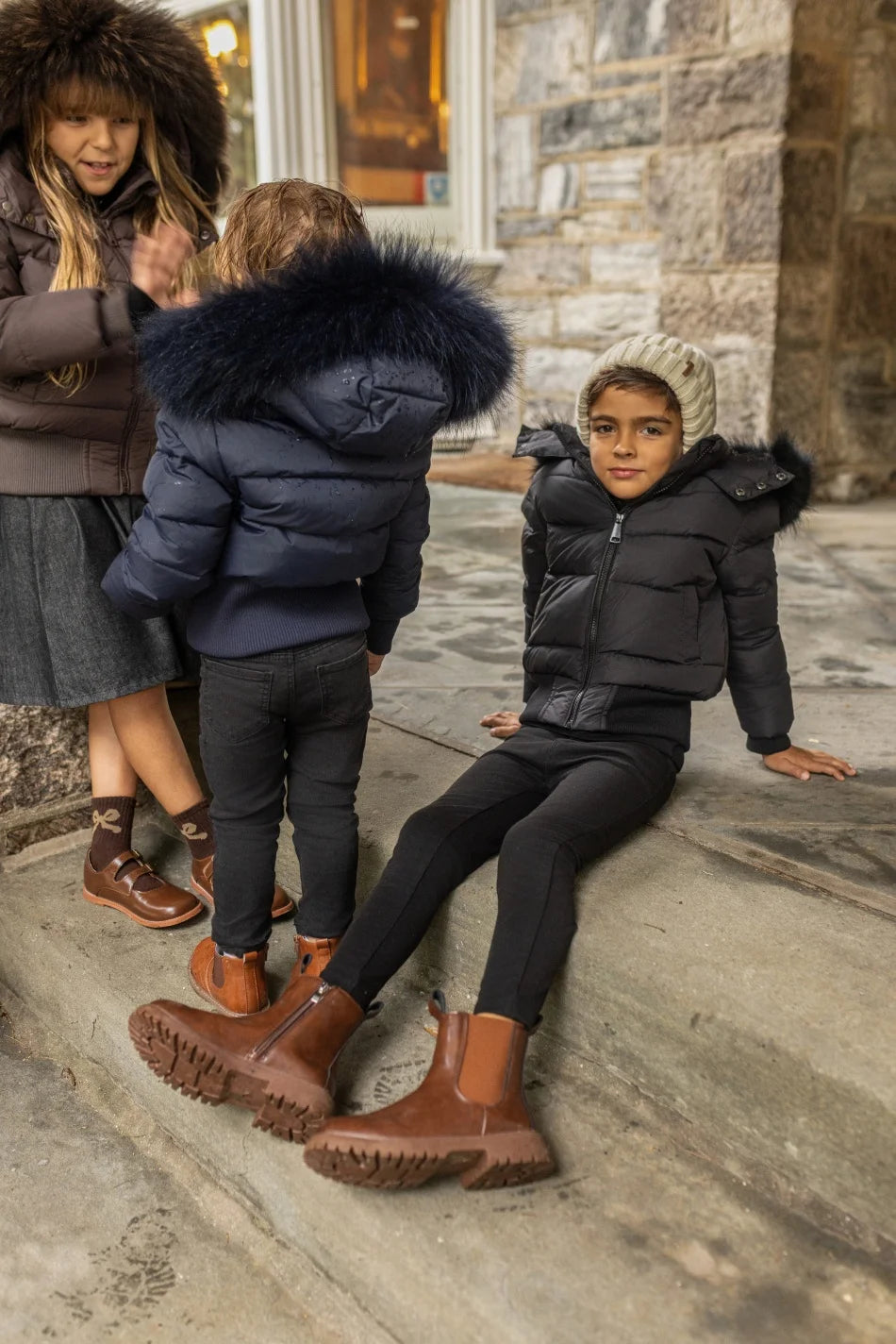 AP 2026 AW Winter down coat for kids High-quality white duck down coats waterproof fabric children outwear Pi-Mart