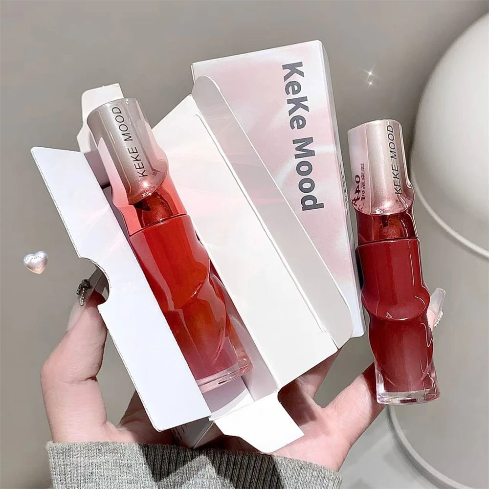 Crystal Nude Gray Glossy Lip Stain Mirror Korean Lip Glaze Sheer Nude Glitter Lip Tint Watery Shine Plumping Lipgloss Cosmetics Pi-Mart