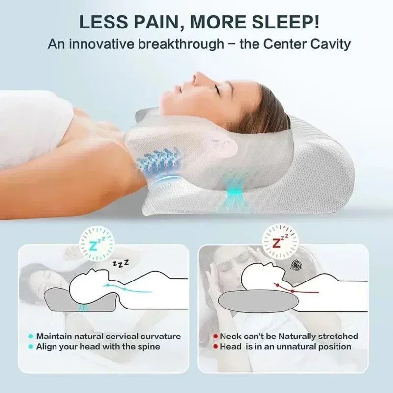 Sleep Memory Pillow Butterfly Memory Foam Neck Pillows Contoured Sleep For Neck Pain Relief Stomach Support Comfortable Pillow Pi-Mart
