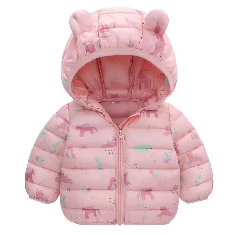 2023 Baby Girls Jackets For Kids Cartoon Bear Zipper Coats Autumn Boys Warm Hooded Down Jackets Children Christmas Outerwear LadyShow.Store
