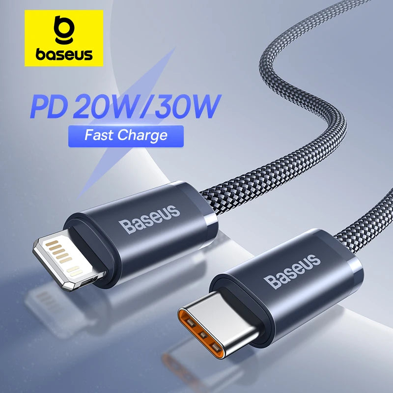 Baseus USB C Cable For IPhone 14 13 12 11 Pro Max Xs Plus 20W 30W Fast Charging Cable Type C Data Wire For ipad Macbook Pi-Mart