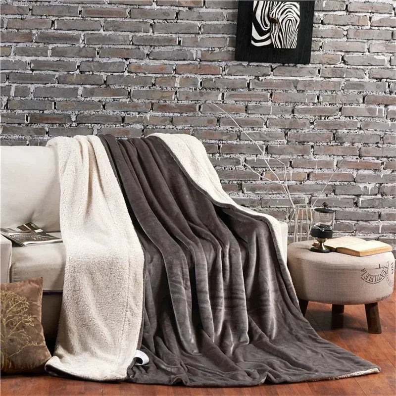 Wool Throw Blanket Keep Warm Winter Bed Blankets Double Sided Queen Duvet Cover Camping Double Bed Cover Bedspread On The Bed Pi-Mart