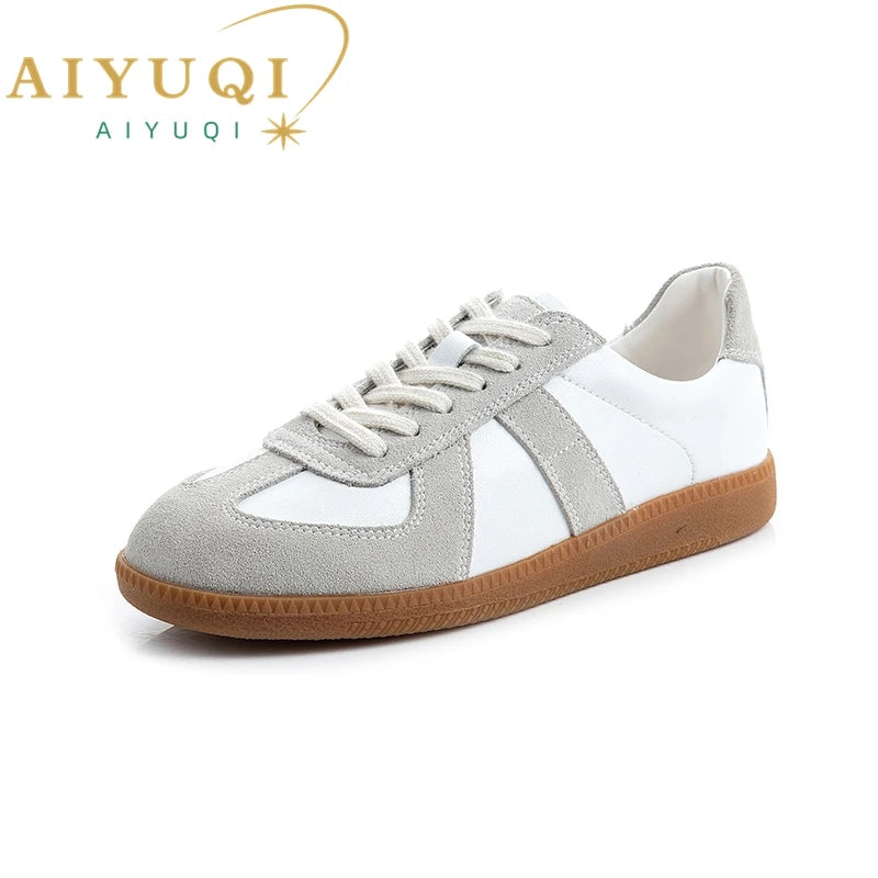 AIYUQI Women's Sneakers 2026 New Genuine Leather Ladies Moral Training Shoes Casual Spring Flat Shoes Women Pi-Mart