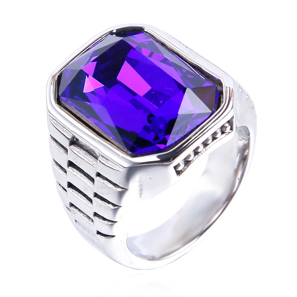 Men's Multi-Color Gemstone Rings For Women Personalized Trendsetter Stainless Steel Jewelry Manufacturer Direct Supplier Pi-Mart