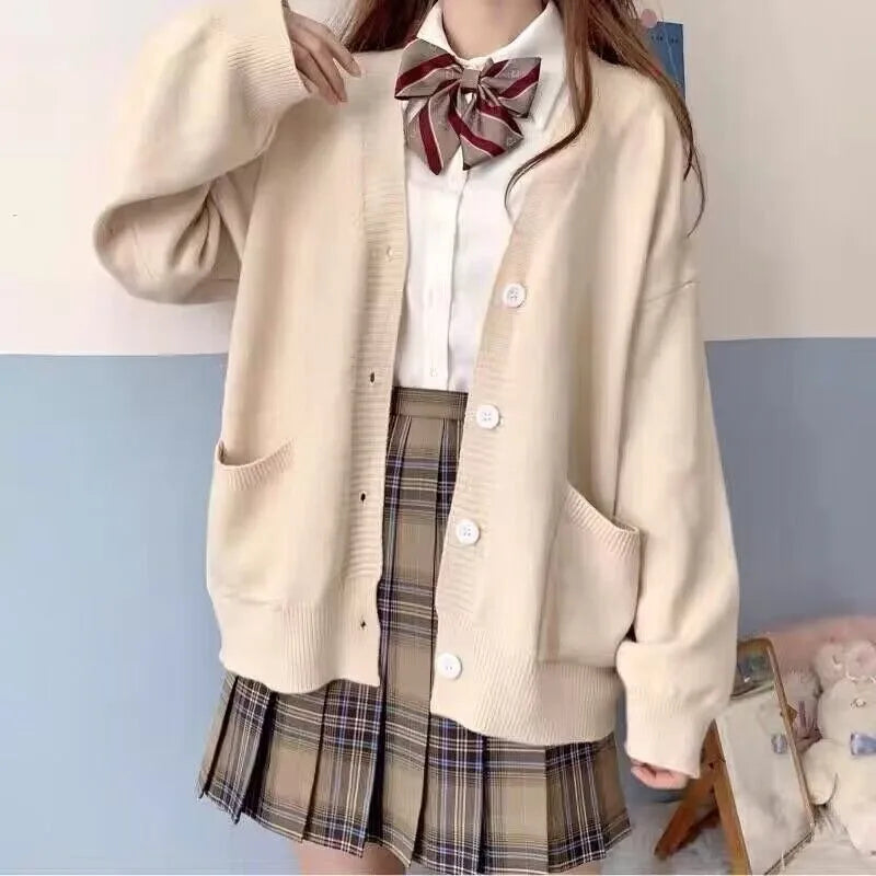 Mikasa pink cardigan sweater with the same style， Anime character COS knitted sweater, original JK uniform sweater jacket LadyShow.Store