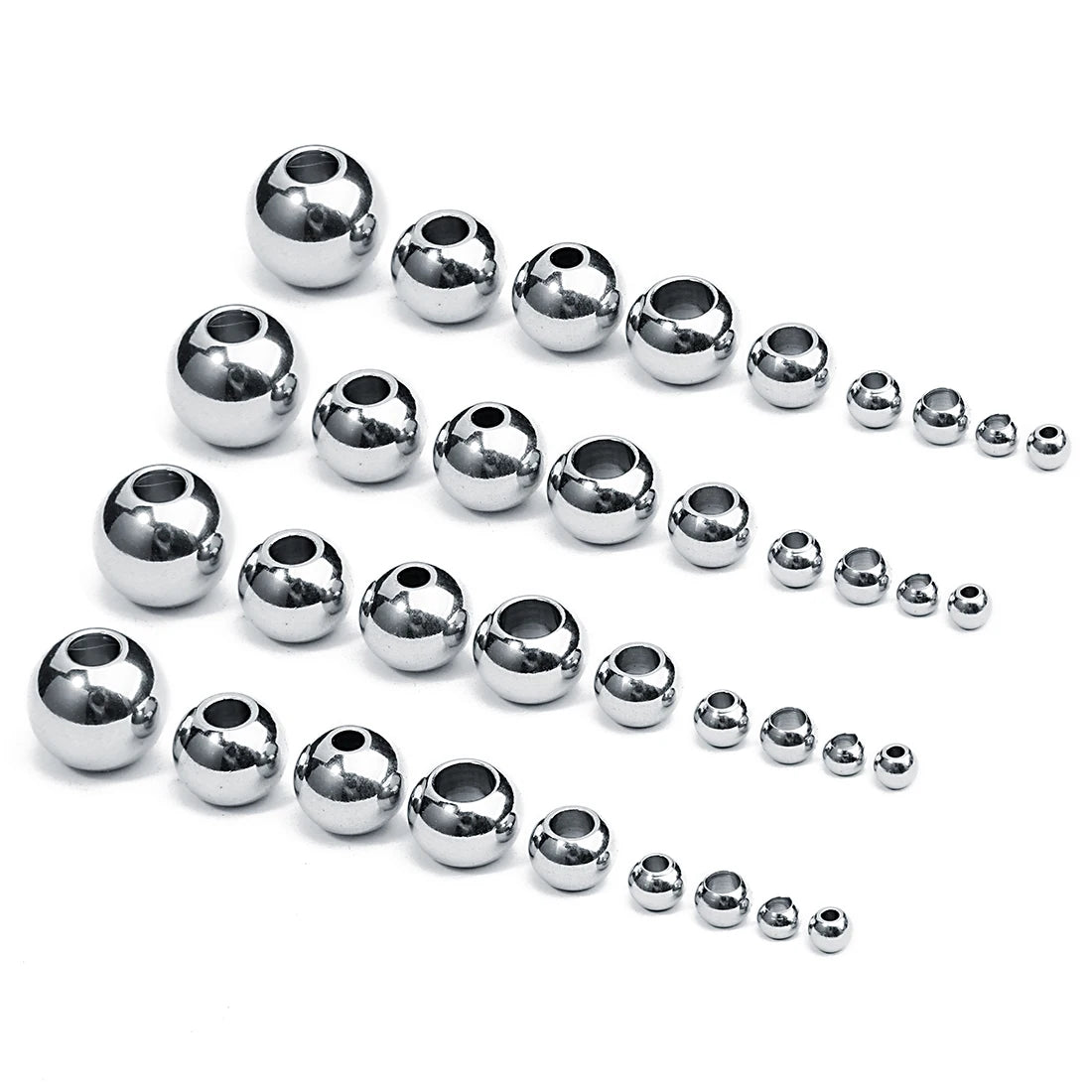 2-10mm High Quality Stainless Steel Beads for Jewelry Making Loose Spacer Beads DIY Bracelet Necklace Bracelets Wholesale Pi-Mart