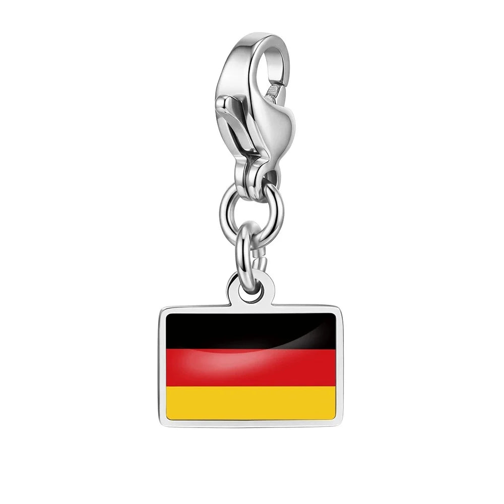 10mm Country Flag Charms Pendant Necklace Bracelet Keychain Bagchain Stainless Steel  Jewelry A Commemorative Gift For A Friend Pi-Mart