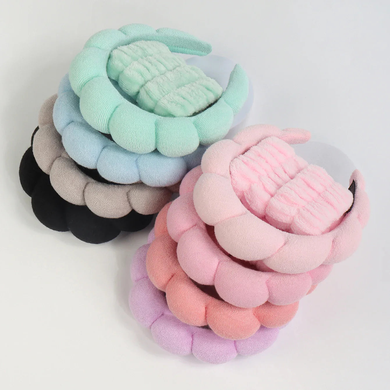 1/3Pcs Fashion Microfiber Washing Wristbands Scrunchies Puffy Headband Spa Bubble Headband for Washing Face Makeup Shower Skincare LadyShow.Store