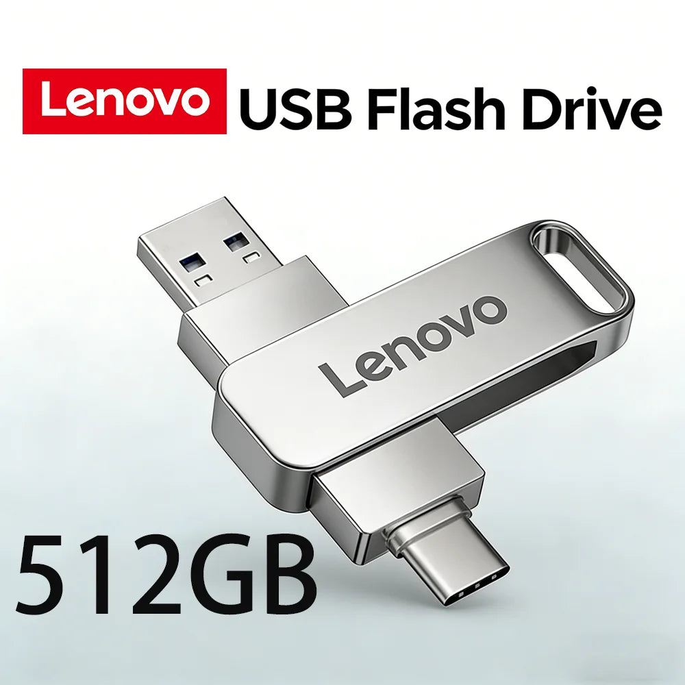 Lenovo USB3.2 USB Flash Drive 512GB OTG Pen Drive High Speed Type-C Flash Disk Real Capacity Metal Pendrive For Phone Computer LadyShow.Store
