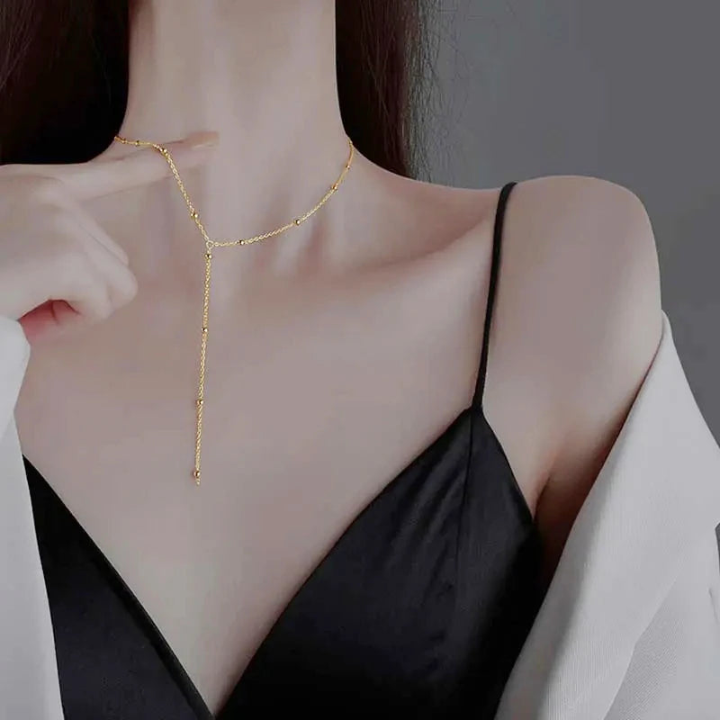 LATS New Luxury Colourful Long Tassel Necklace for Women Shiny Rhinestone Crystal Zircon Choker Bohemian Statement Jewelry Gifts Pi-Mart