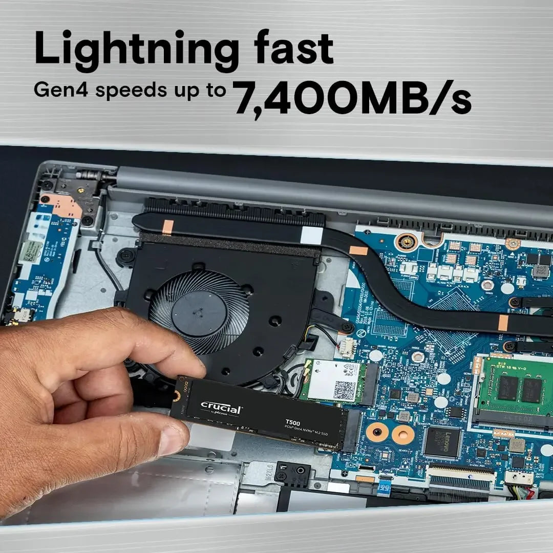 Fit PS5 Laptop PC Crucial T500 1TB PCIe Gen4 NVMe M.2 SSD 7300MB/s High Speed Gaming Drive OEM Original CT1000T500SSD8 Pi-Mart