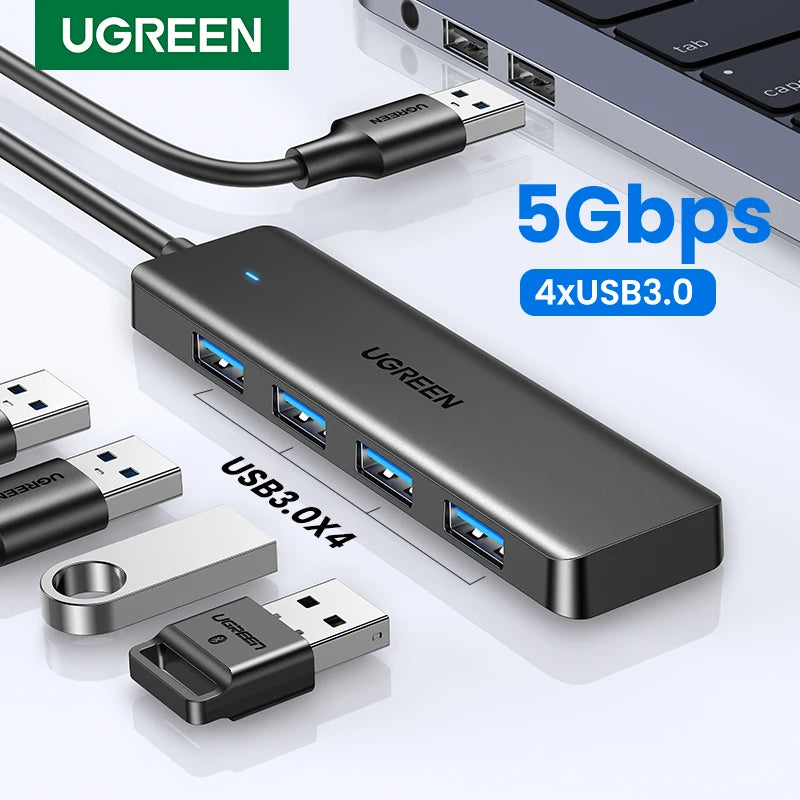 UGREEN USB 3.0 HUB 4 Ports USB-C HUB Slim for Mouse Keyboard Compatible with MacBook Pro Air Laptop Desktop PC Xbox PS5 Splitter Pi-Mart