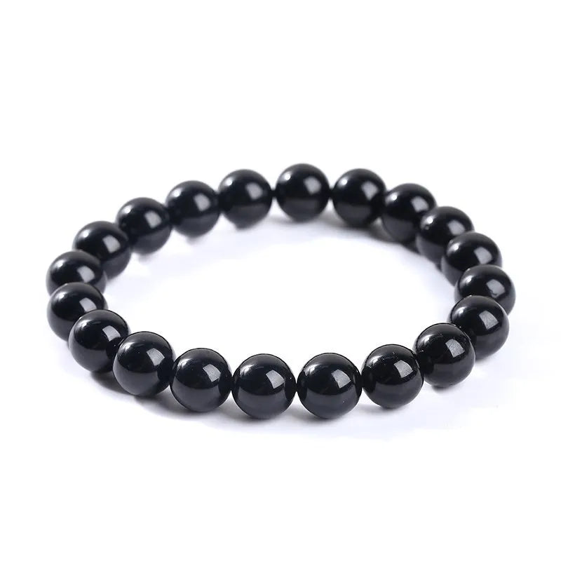 JD Natural Stone 7A Black Tourmaline Bead Bracelets Women Healing Crystals Chakra Yoga Meditation Jewelry Schorl Strand Bangles Pi-Mart