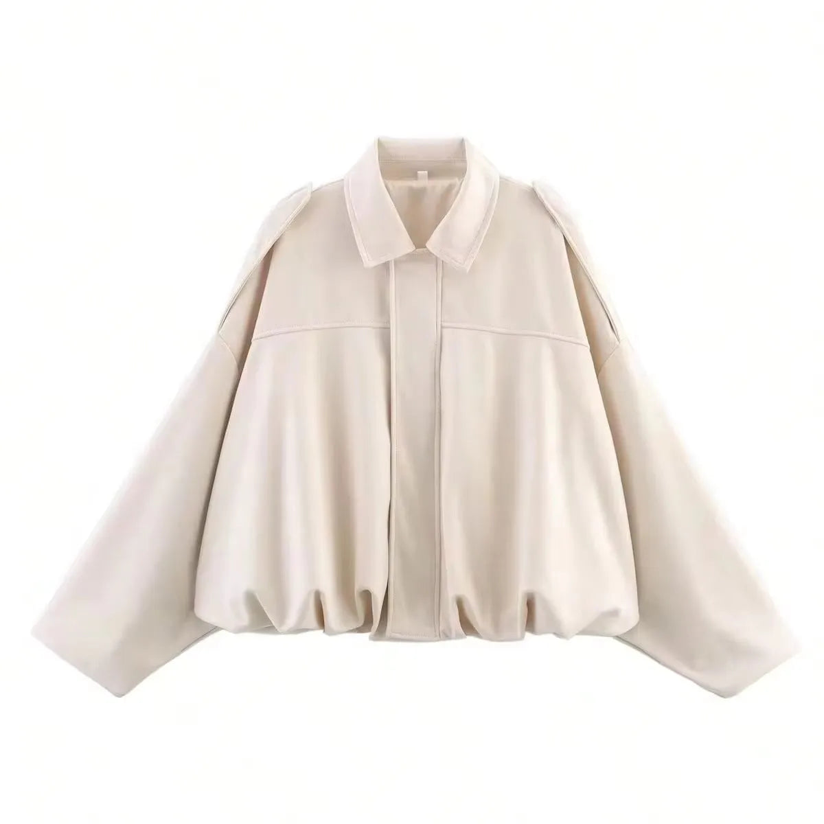 HH Women's Street Fashion Solid Loose Suede Texture Coats Causal Long Bat Sleeves Lapel Zipper Fly Winter Vintage Jackets LadyShow.Store
