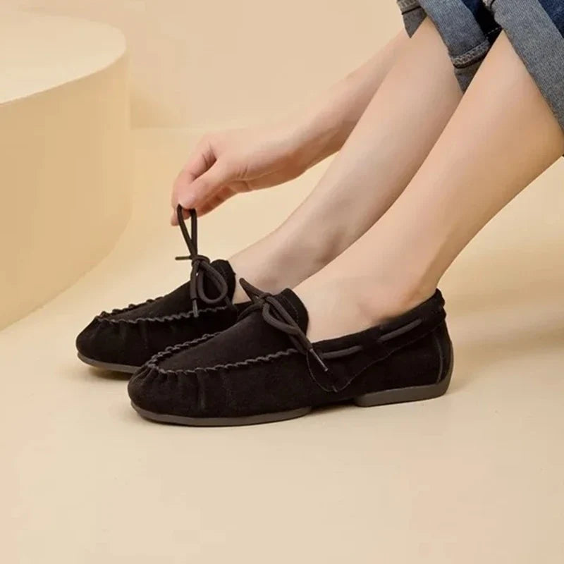 AIYUQI Women Loafers British Style 2026 New Genuine Leather Beanie Shoes Women Flat Non-slip Vintage Slip-on Moccasins For Women LadyShow.Store
