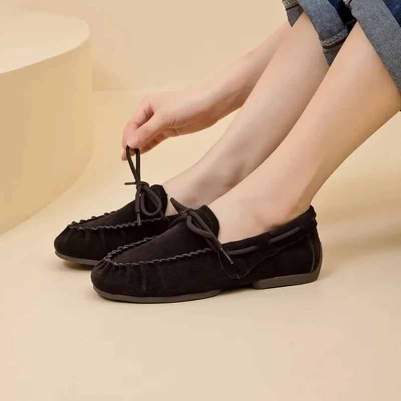 AIYUQI 2026 New Women's Flats Shoes Hand-sewn Pleats Women Loafers Large Size Casual Leather Female Shoes Pi-Mart