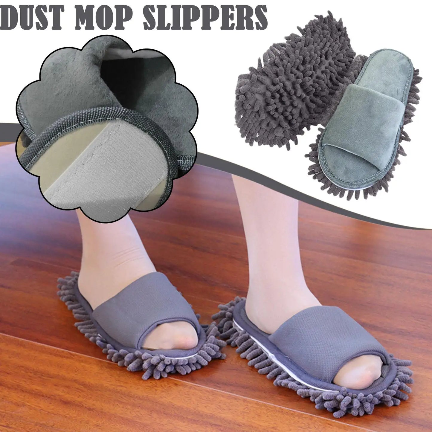 Lazy Mop Slippers Floor Dust Cleaning Slippers Shoes Clean Slippers Wipe The Floor Open-toed Lazy Wiping Slippers Mopping Shoes LadyShow.Store