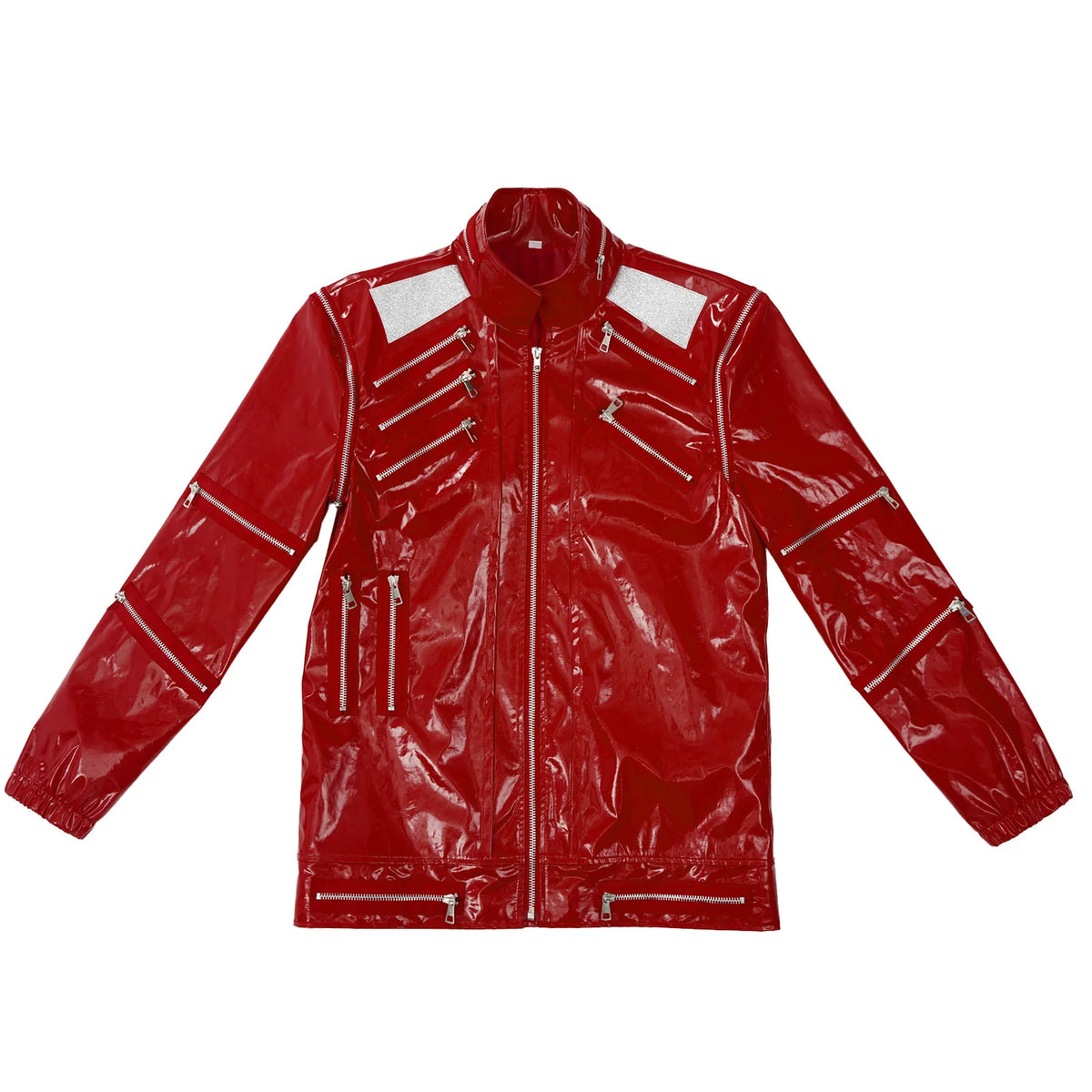 Red Zipper Michael Jackson MJ Beat It Jacket for Impersonators PU Leather Punk Casual Coat Halloween Stage Christmas Outwear Pi-Mart