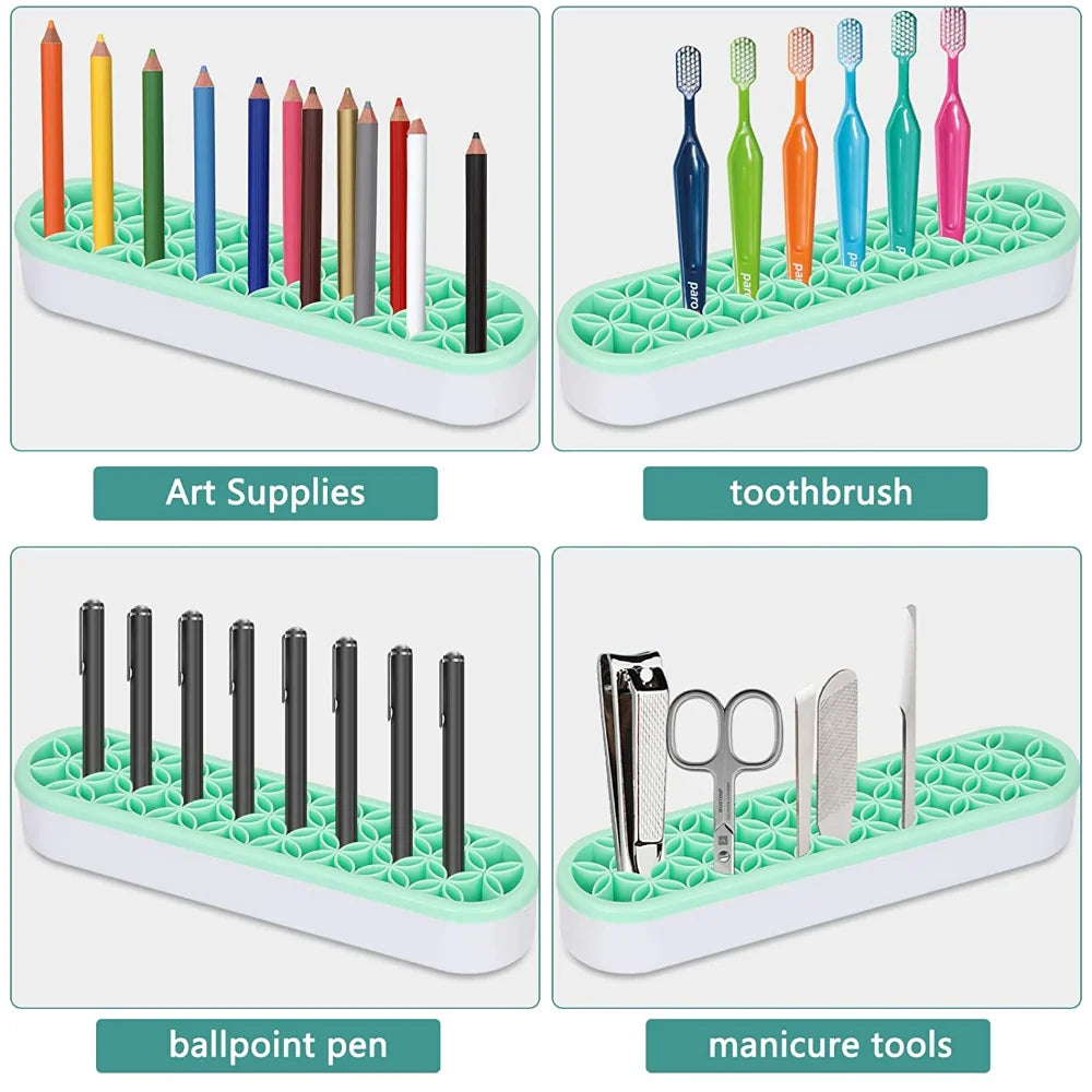 Silicon Nail Brush Makeup Brush Display Stand Rack Storage Case Brush Drying Shelf Brush Holder Make UP Holder Organizer Tri Light Beauty