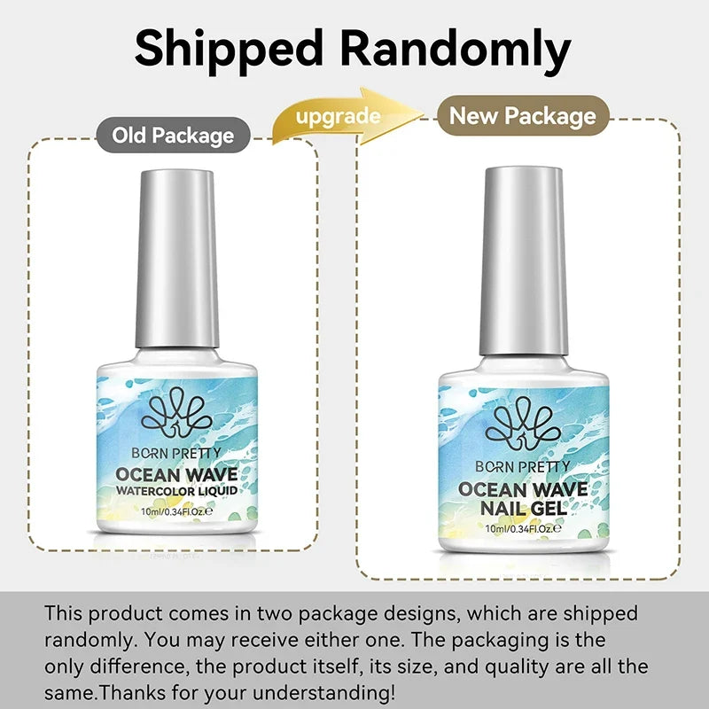 BORN PRETTY 10ml Ocean Wave Watercolor Liquid Gel Polish Stroke White Watercolor 3 Seconds Spread Lace Hollow Gradient Nail Art Tri Light Beauty