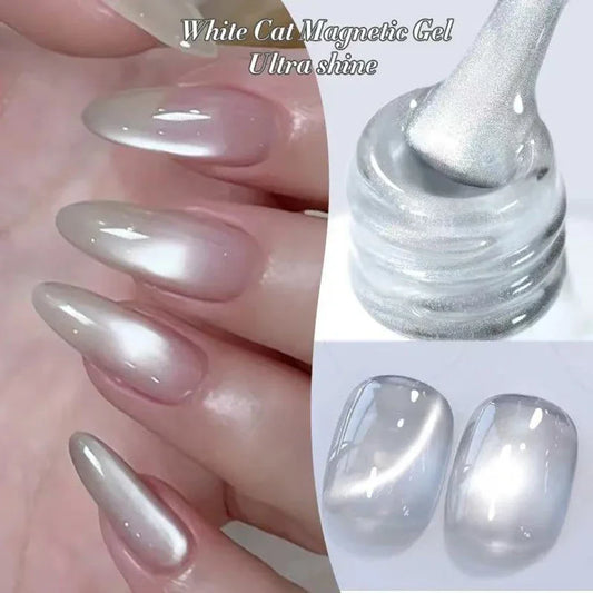 1-9pcs TC Flow Light White Cat Eye Gel Nail Polish Ultra Shine Soak Off UV Gel Mirror Glass Cat Magnet Gel Varnish Nail Supplies Tri Light Beauty